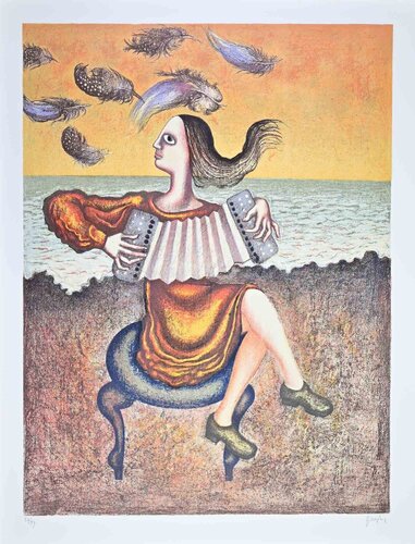The Accordion Player by Enrico Benaglia, Print for Sale on Singulart