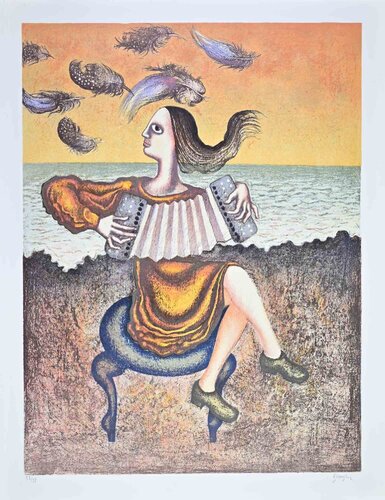 The Accordion Player van Enrico Benaglia, Afdruk te koop op Singulart