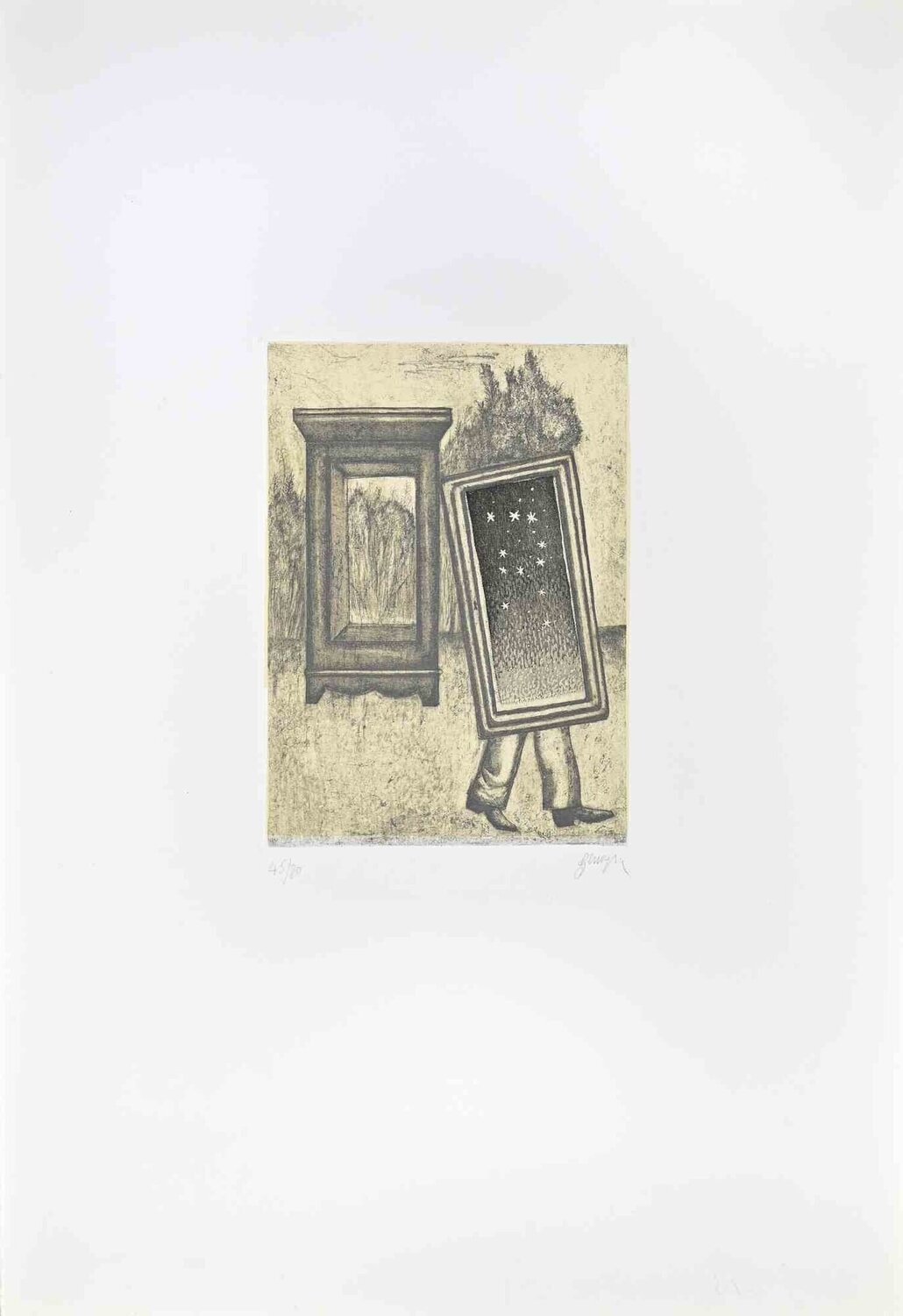 Untitled (Figure Carrying a Frame) Enrico Benaglia Druck zu verkaufen