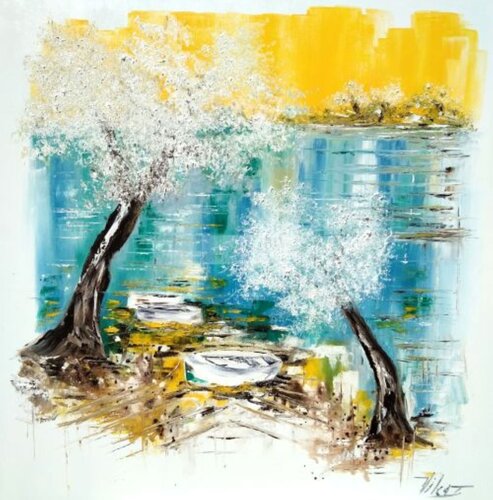 Paradisiaque. von Corinne Vilcaz, Malerei kaufen auf Singulart