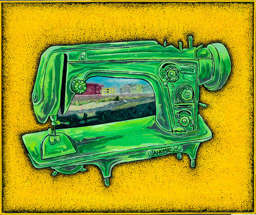 「黄色いミシン」/ “Yellow sewing machine”. by Ayumi Suzuki, Painting for Sale on Singulart