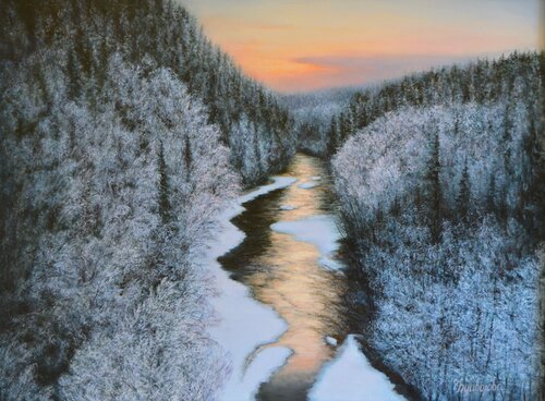 Taiga" winter painting de Iryna Buivolova, Pintura a la venta en Singulart