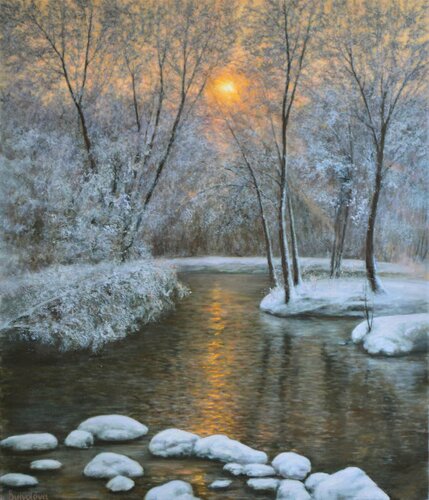 Winter pond de Iryna Buivolova, Pintura a la venta en Singulart