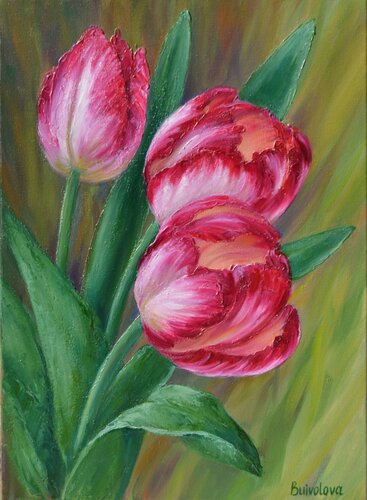 Pink tulips di Iryna Buivolova, Pittura in vendita su Singulart