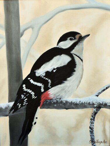 Bird woodpecker de Iryna Buivolova, Pintura a la venta en Singulart