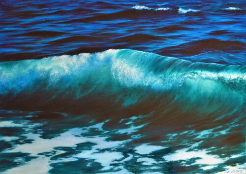 Emerald sea wave van Iryna Buivolova, Schilderij te koop op Singulart