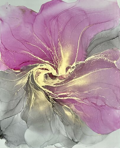 Abstract Flower Black - Magenta von Anastasia Matas, Werk auf Papier kaufen auf Singulart