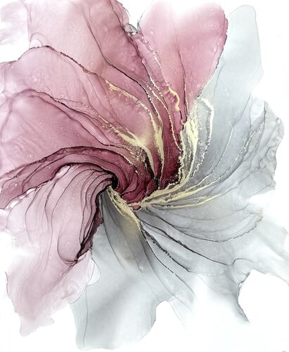 Abstract Flower Black - Wine von Anastasia Matas, Werk auf Papier kaufen auf Singulart