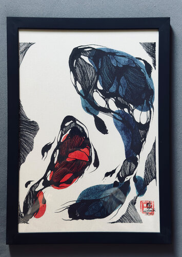 NISHIKI_GOI 庭 池　Limited Edition di Tomoe Koei, Pittura in vendita su Singulart