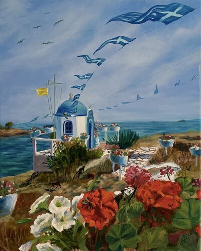 Greece limanaki by Aisylu Burangulova, 油畫 for Sale on Singulart