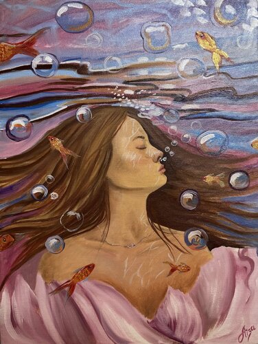 Underwater 1 van Aisylu Burangulova, Schilderij te koop op Singulart