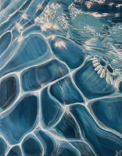 Blue ocean ripples by Aisylu Burangulova, 油畫 for Sale on Singulart