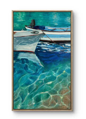Moored in blue by Aisylu Burangulova, 油畫 for Sale on Singulart