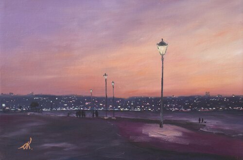 Haifa Bay Night View von Oleg Kamaev, Malerei kaufen auf Singulart
