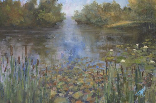 Quiet Place On A River van Oleg Kamaev, Schilderij te koop op Singulart