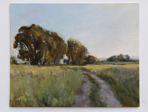 Landscape study  painted at golden hour von Oleg Kamaev, Malerei kaufen auf Singulart