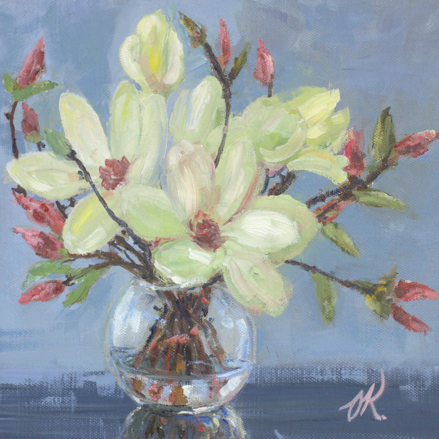 Magnolia In Spherical Vase Oleg Kamaev