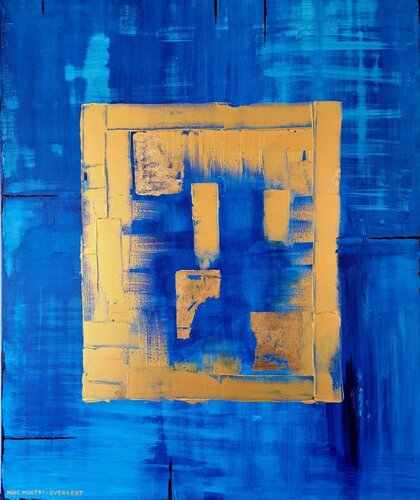 Aurum Fenestra I - Phthalo Blue by Jacqueline Mac Mootry-Everaert, Painting for Sale on Singulart