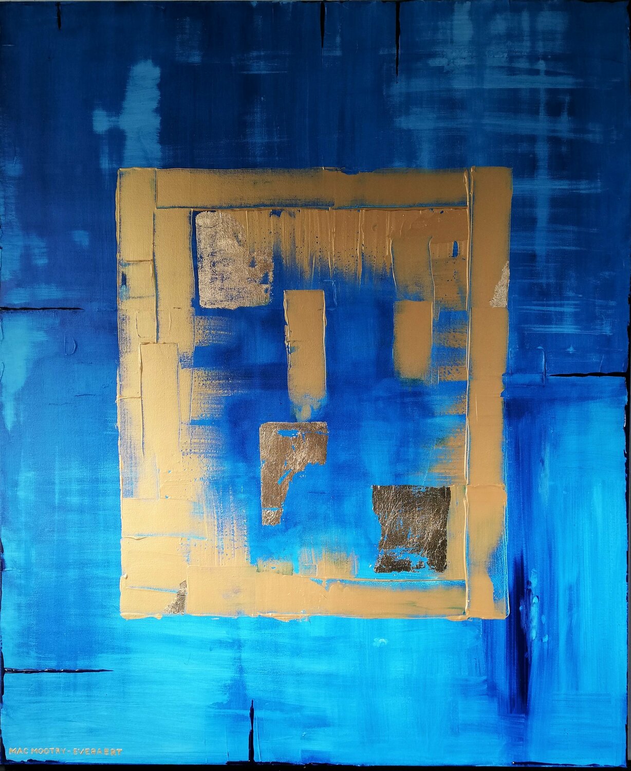 Aurum Fenestra I - Phtalo Blue Jacqueline Mac Mootry-Everaert Originalgemälde zu verkaufen