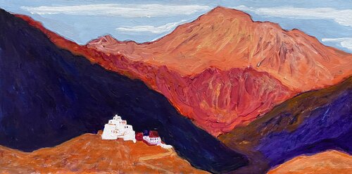 Ladakh landscape, Shankar monastery near Leh von Michel TESTARD, Malerei kaufen auf Singulart