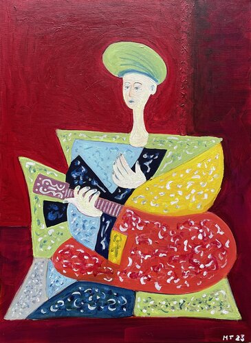 Sitarist, Genji style von Michel TESTARD, Malerei kaufen auf Singulart