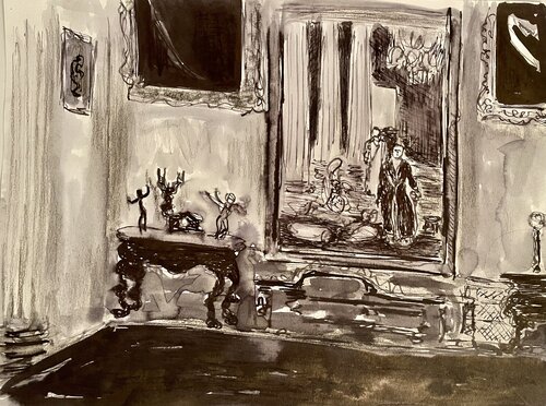 Music room, a mirror view von Michel TESTARD, Zeichnungen kaufen auf Singulart