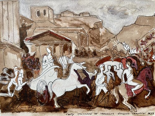 Triumph of Marcellus ( copy of Vincenzo Camuccini 1771-1844) by Michel TESTARD, 소묘 for Sale on Singulart