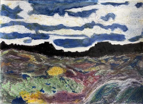 Iceland landscape, moorland near Vik van Michel TESTARD, Werk op papier te koop op Singulart