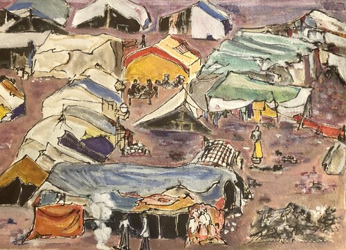 Alwar slum von Michel TESTARD, Malerei kaufen auf Singulart