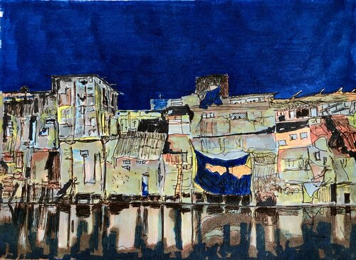 Dharavi slum von Michel TESTARD, Malerei kaufen auf Singulart