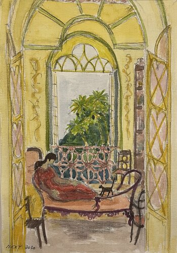 Goa Braganza house, yellow room with a view van Michel TESTARD, Schilderij te koop op Singulart