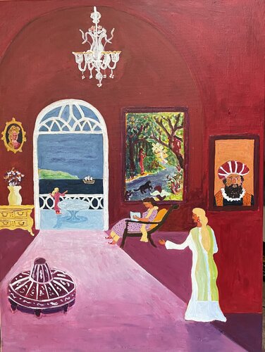 Goa, Red room with a sea view van Michel TESTARD, Schilderij te koop op Singulart