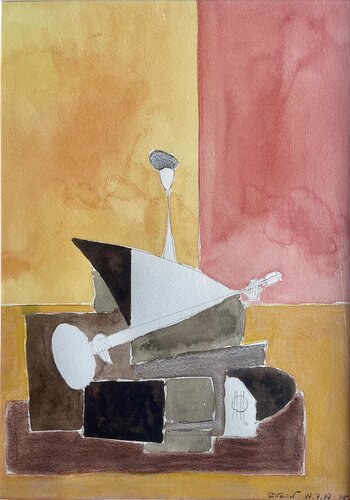Cubist sitarist sketch di Michel TESTARD, Opera su carta in vendita su Singulart