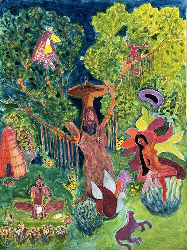 Yoga gurukul in the jungle by Michel TESTARD, 종이 for Sale on Singulart