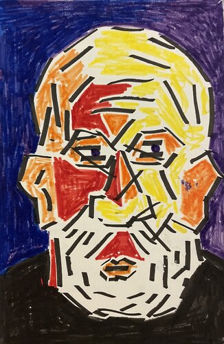 Portrait of a bearded man in bars di Michel TESTARD, Opera su carta in vendita su Singulart
