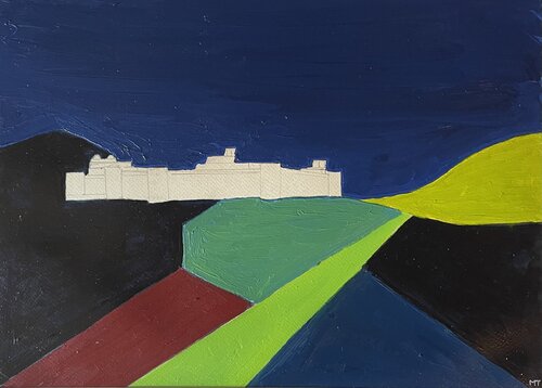 White Fort on an abstract landscape van Michel TESTARD, Schilderij te koop op Singulart