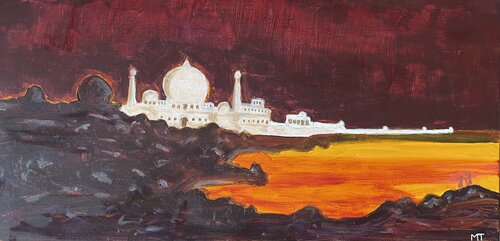 Fairy Taj Mahal at night di Michel TESTARD, Pittura in vendita su Singulart