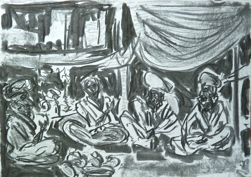 Swamis in conversation, Puri (Orissa) di Michel TESTARD, Opera su carta in vendita su Singulart