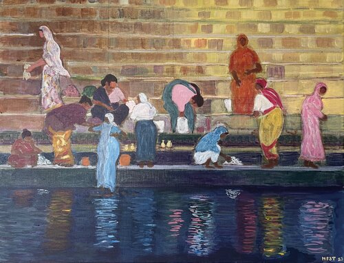 Benares Ghats von Michel TESTARD, Malerei kaufen auf Singulart