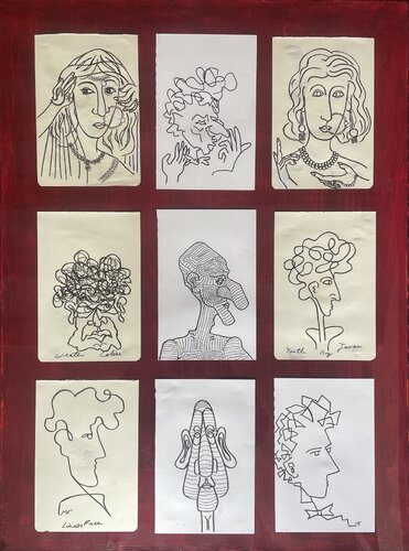 Nine Linear Portraits von Michel TESTARD, Werk auf Papier kaufen auf Singulart