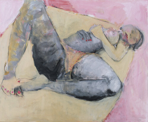 Mädchen mit rosa Nägeln di Irene Schüller, Pittura in vendita su Singulart
