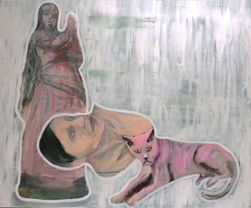 Mary, Anne and the Cat (Three) by Irene Schüller, Painting for Sale on Singulart
