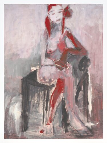 Mädchen mit Rose im Haar, Druck von Irene Schüller, Druck kaufen auf Singulart