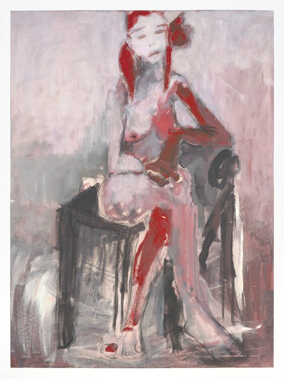 Mädchen mit Rose im Haar, Druck Irene Schüller