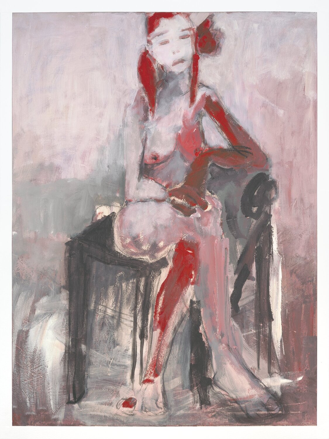 Mädchen mit Rose im Haar, Druck Irene Schüller