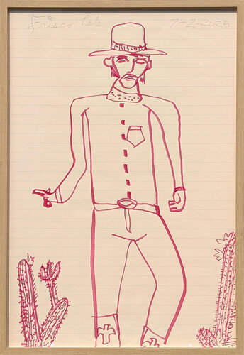 "Gunslinger with Flowering Cacti” van Frisco Pete, Werk op papier te koop op Singulart