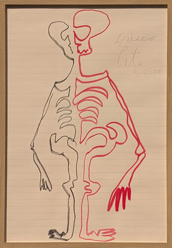 “Two-Handed Drawing: Moody Skeleton” van Frisco Pete, Werk op papier te koop op Singulart