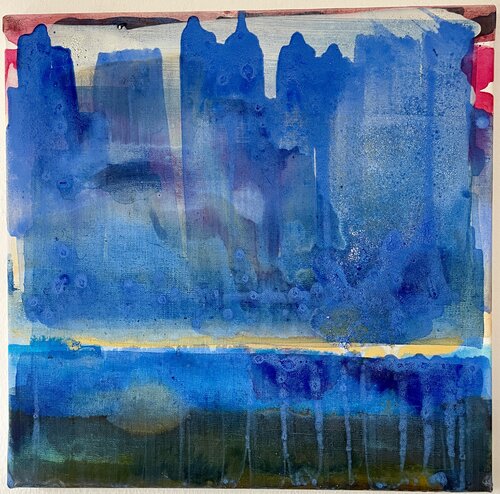 Blau-Goldene Landschaft di Anna Eibl-Eibesfeldt, Pittura in vendita su Singulart