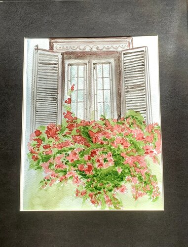 FLOWERS AT THE WINDOW  2 di Maggie Romanovici, Pittura in vendita su Singulart