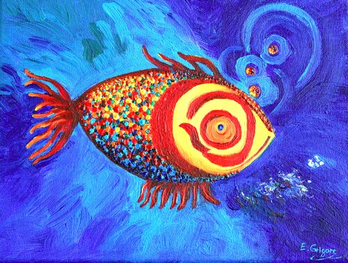 Traveling through the Ocean di Elena Grigore, Pittura in vendita su Singulart